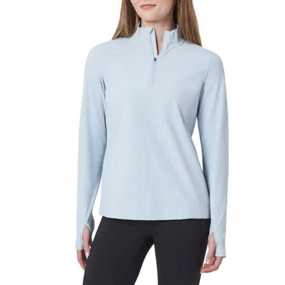 Mondetta Women's S Light Blue 1/4 Zip Pullover Long Sleeve Athletic Top